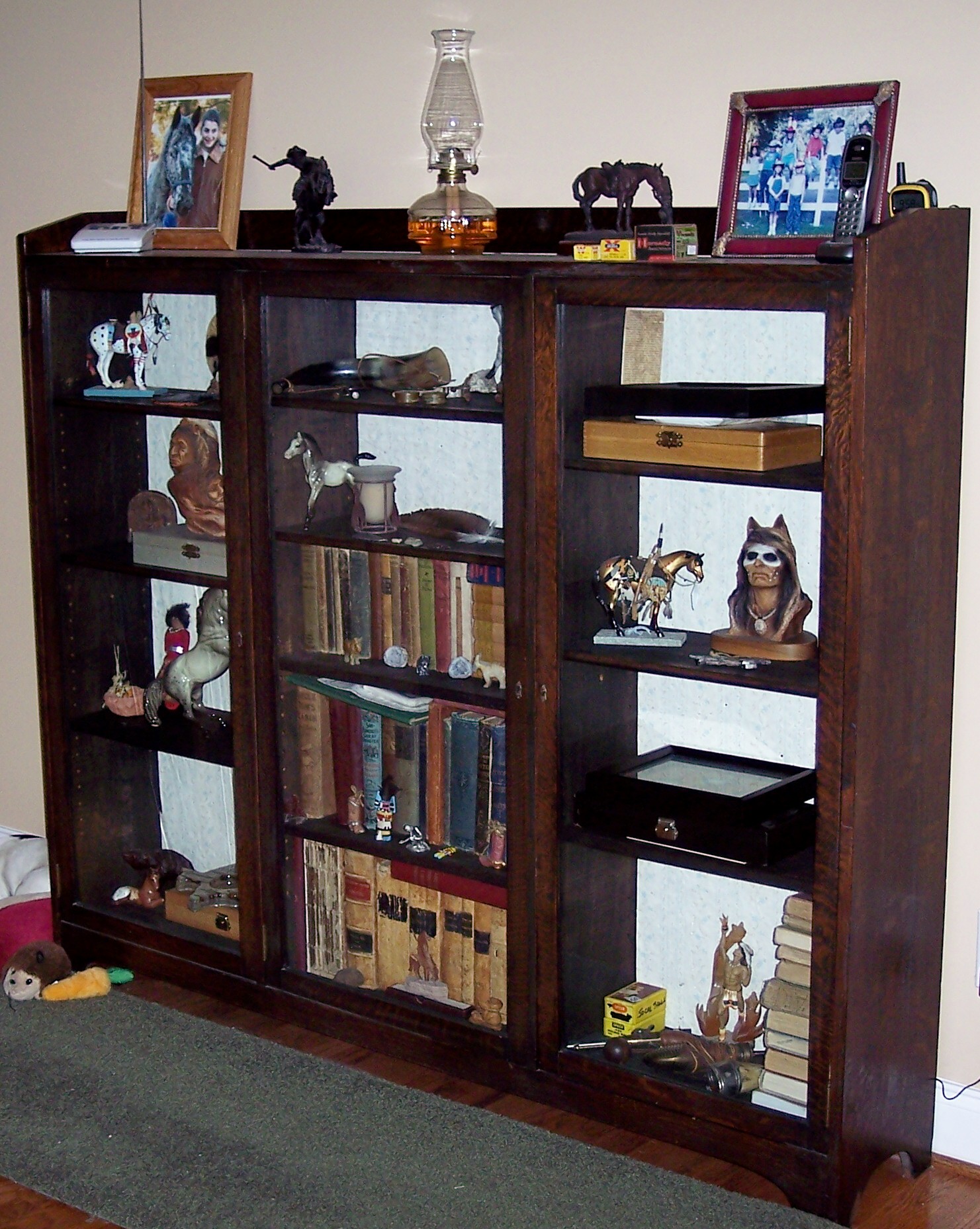 large antique mission oak 3 original glass door bookcase InstAppraisal